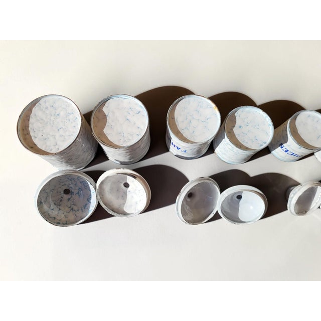 Enameled Sheet Metal Spice Jars, 1940s, Set of 6 For Sale - Image 8 of 10