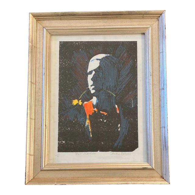 1970’s Original Pop Art Self Portrait Lithograph Daniel Brown Framed For Sale