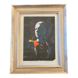 1970’s Original Pop Art Self Portrait Lithograph Daniel Brown Framed