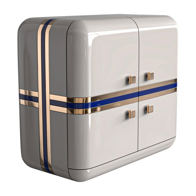 Metal "Armonia" Credenza With Stainless Steel and Bronze, Handmade For Sale - Image 7 of 9
