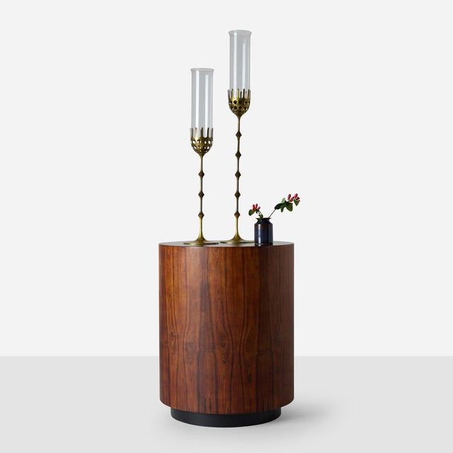 Description Rosewood Drum Side Table Attributed to Harvey Probber United States, c1960s A round occasional table with...