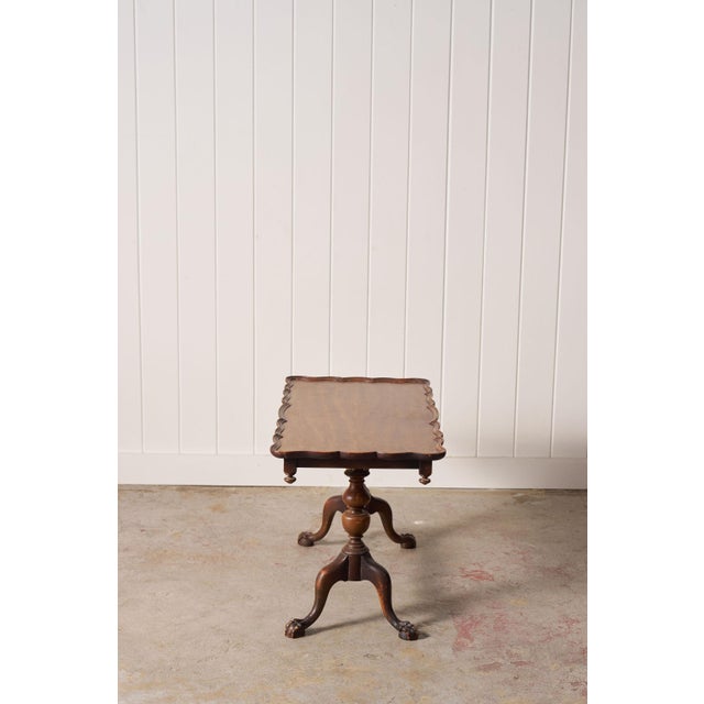 English Antique English Coffee Table With Scalloped Top + Carved Claw Feet For Sale - Image 3 of 9