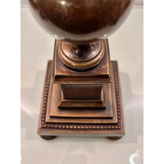 Vintage LPatinated Brass Palm Tree Candlestick Holder For Sale - Image 9 of 11