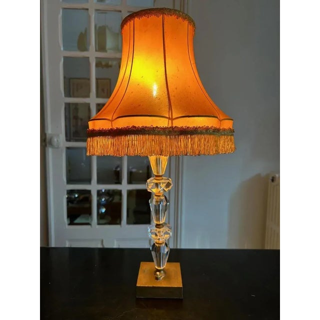 1950s Large Crystal and Brass Table Lamp, 1950s For Sale - Image 5 of 9