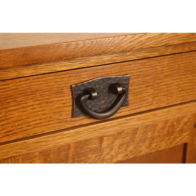 Stickley Mission Collection Harvey Ellis Inlay Oak Small Cabinet For Sale - Image 11 of 18