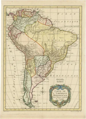 Antique Map of South America by De La Harpe, 1780