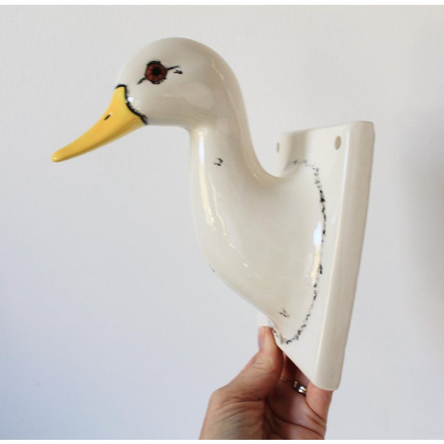 Farmhouse Vintage Wall Mounted Ceramic Duck Towel or Apron Holder For Sale - Image 3 of 8