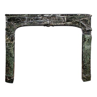 Marble Mantel Antique Louis XIV Style French Terra Verde Marble For Sale