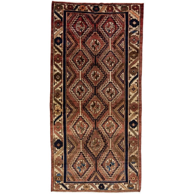 Brown 1960s Vintage Handmade Shiraz Brown Medallion Wool Rug For Sale - Image 8 of 8