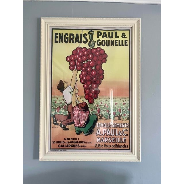 Art Deco 1980s Vintage “Engrais Paul & Gounelle” French Poster by Viano — Framed Agricultural Advertising Print For Sale - Image 3 of 4