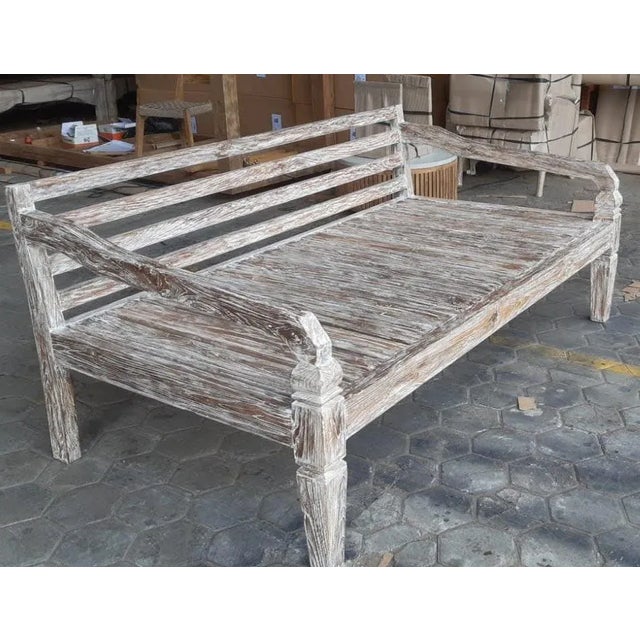 Simple White Wash Teak Twin Daybed For Sale - Image 4 of 4