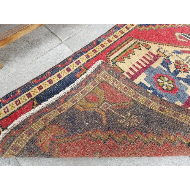 1950s 1950s Burgundy and Navy Blue Rug For Sale - Image 5 of 10