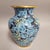 Metal Chinese Cloisonné Vase With Dragon and Phoenix on Blue Ground, Mid-20th Century For Sale - Image 7 of 13