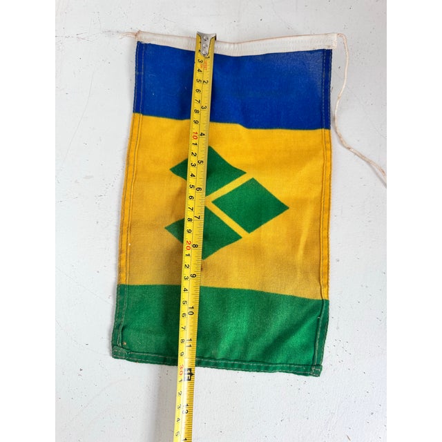 1960s Saint Vincent & the Grenadines Vintage Nautical Burgee Flag For Sale - Image 5 of 11