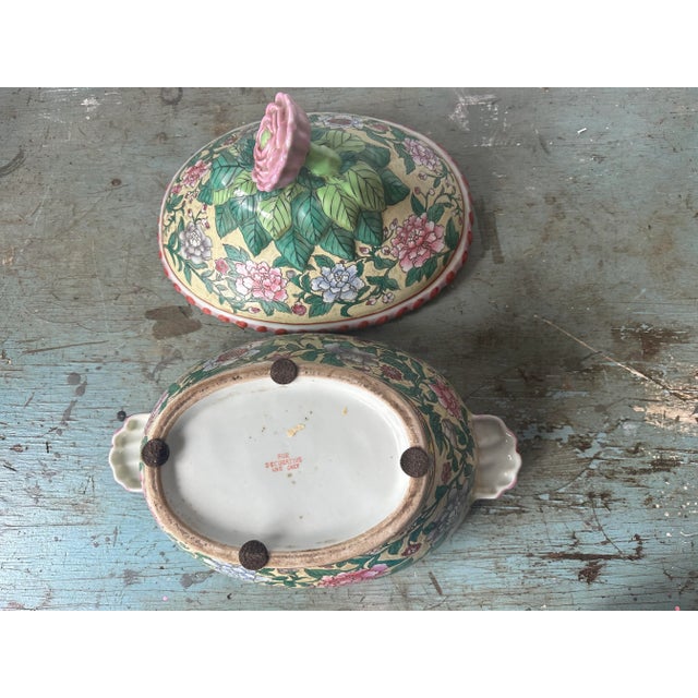 Late 20th Century Vintage Late 20th Century Decorative Lotus Flower Tureen For Sale - Image 5 of 10