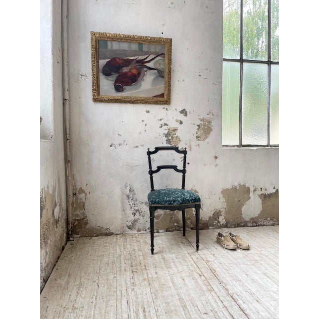 Napoleon III Chair in Blue Velvet, 1890s For Sale - Image 3 of 18