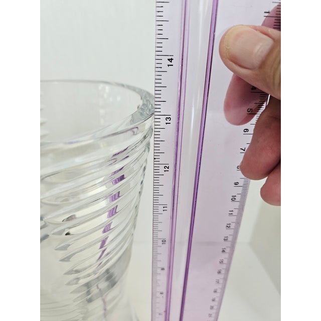 Mid 20th Century Mid 20th Century Mikasa Tuxedo Style Etched and Incised Tall Crystal Vase For Sale - Image 5 of 9