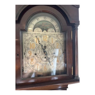 Traditional Triple-Weight Grandfather Clock With Moon-Phase Dial For Sale