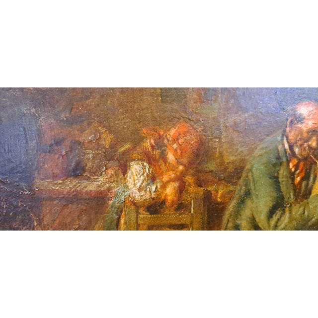 Interior with Bagpipers, Oil on Panel, 19th Century, Framed For Sale - Image 8 of 9