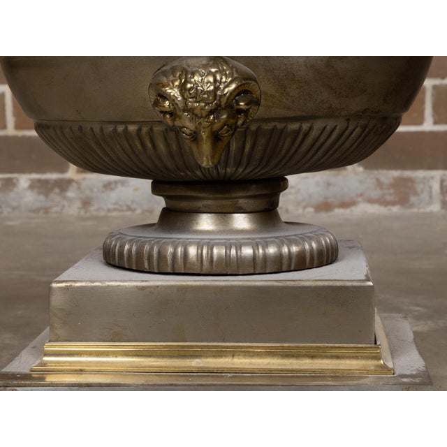 English Regency Style Coal Burner Fireplace Urn Grate with Brass Volutes For Sale - Image 12 of 12