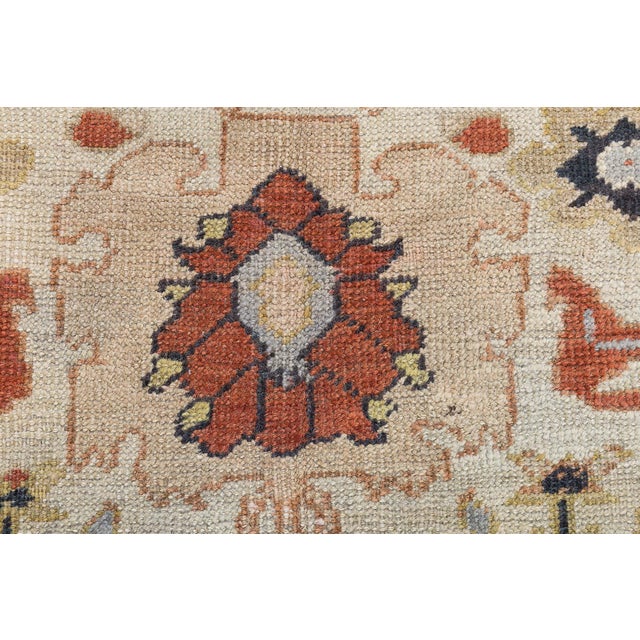 Authentic 19th Century Sultanabad Handmade Wool Rug For Sale - Image 9 of 11