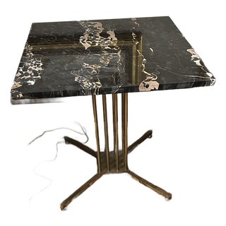 Marble Top End Tables With Brass Bases -a Pair For Sale