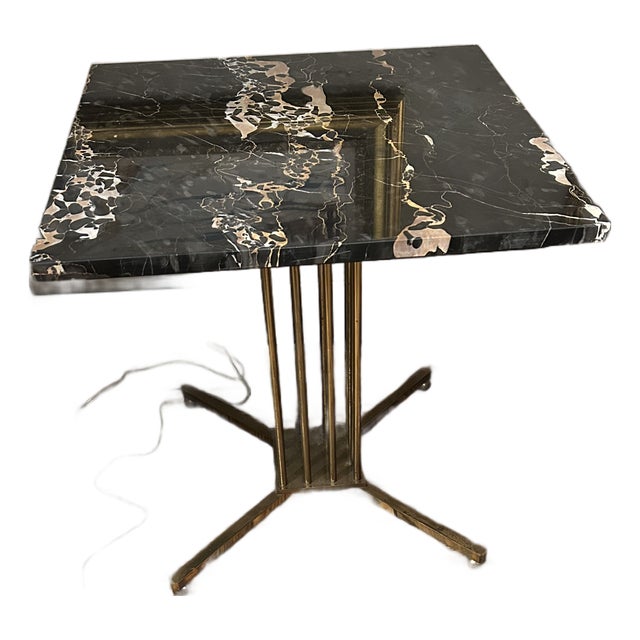 Marble Top End Tables With Brass Bases -a Pair For Sale