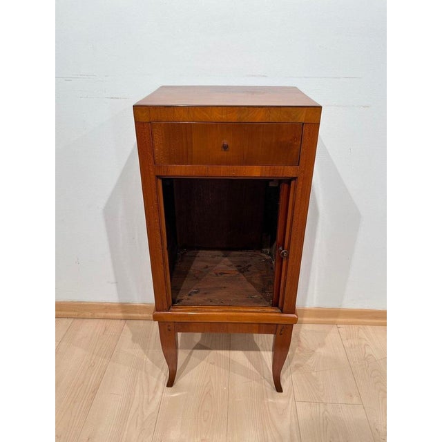 Brown Biedermeier Pillar Cabinet in Cherry Veneer, 1820 For Sale - Image 8 of 18