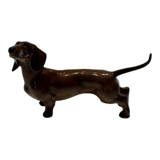 Vintage Mid-Century German Hutschenreuther Porcelain Standing Dachshund Figurine For Sale