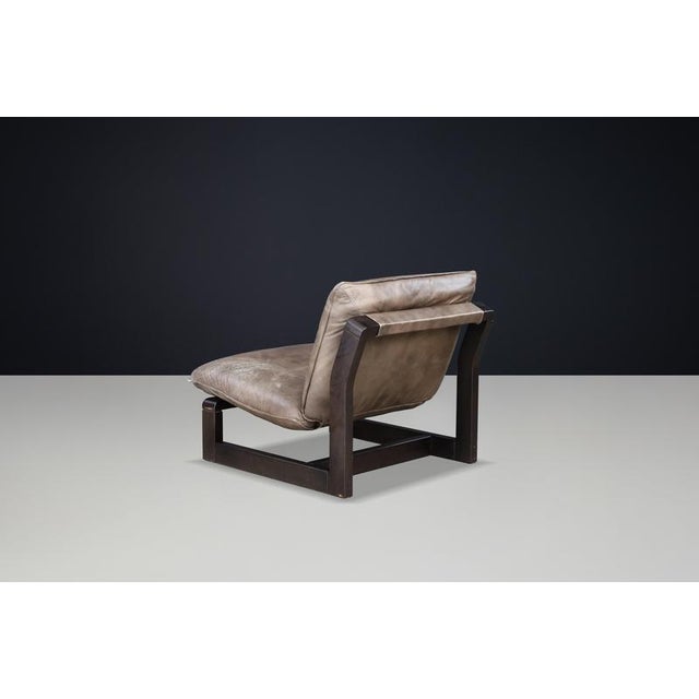Patinated Leather Sling Lounge Chair from Dreipunkt International, Germany, 1970s For Sale - Image 4 of 18