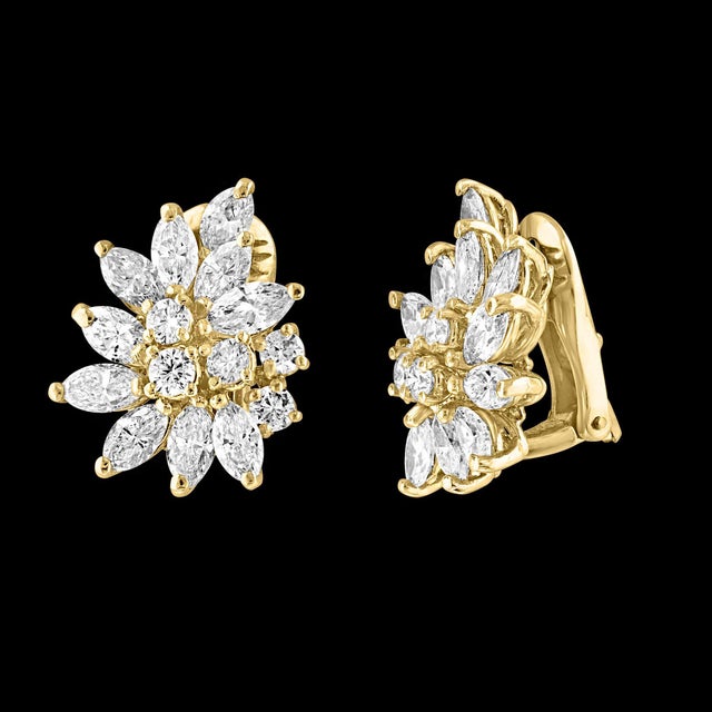 20 Natural Marquise Diamonds & 10 Round Diamond Clip on Earring 18 KYG For Sale - Image 17 of 18
