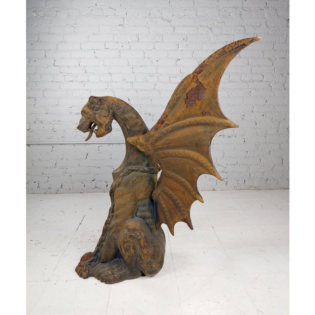 Vintage Heavy Cast Iron Winged Gargoyle Figure Chairish