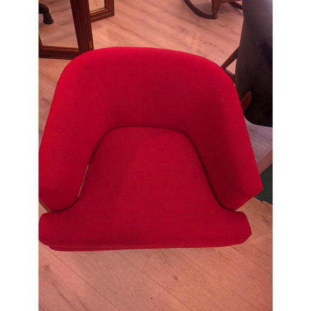 Custom Mid-Century Club Chair. Newly refinished and re-upholstered in Maharam wool