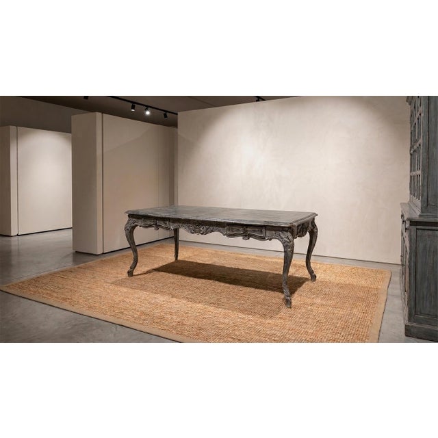 Louis XV Monumental Style Gris Anthracite Bureau Plat, 1880 For Sale - Image 4 of 4