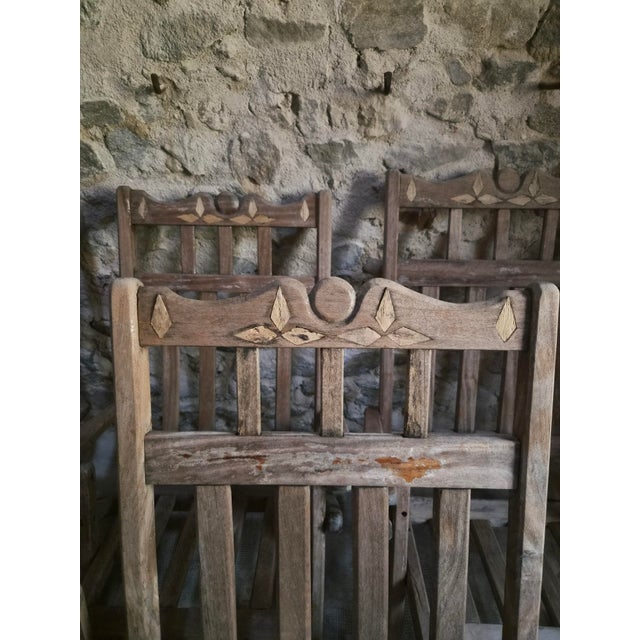 Vintage American Folding Hardwood Lounge Chairs, 1940s, Set of 6 For Sale - Image 6 of 18