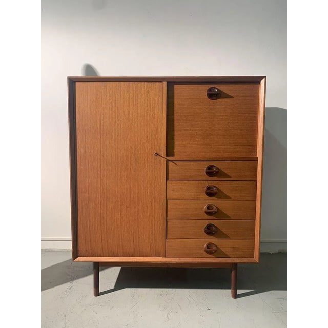 Brown Vintage Teak Highboard, 1960s For Sale - Image 8 of 8