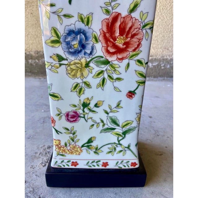 Floral Motif Porcelain Table Lamp For Sale In Los Angeles - Image 6 of 9