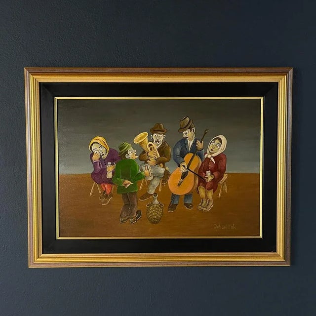Oto Dobovišek, Rural Feast, 1973, Oil on Board, Framed For Sale - Image 11 of 11