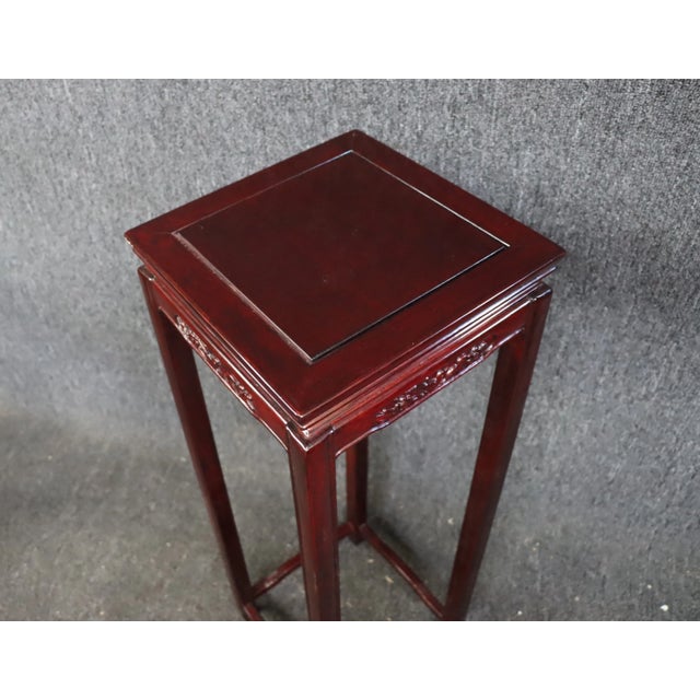 Late 20th Century Chinese Rosewood Bird Carved Pedestal Plant Stand For Sale - Image 4 of 7