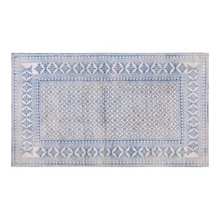 1920s Traditional Blue and White Cotton Rug - 4'x7' For Sale