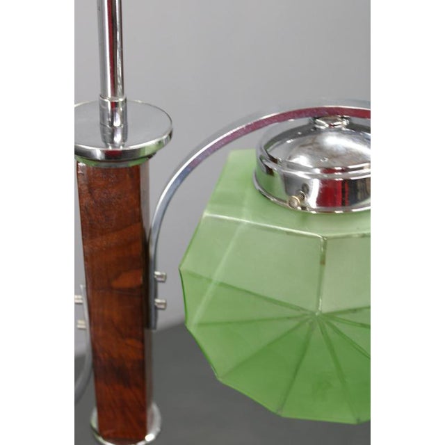 Art Deco Chandelier with Green Glass Shades, Czechoslovakia, 1930s For Sale - Image 12 of 14