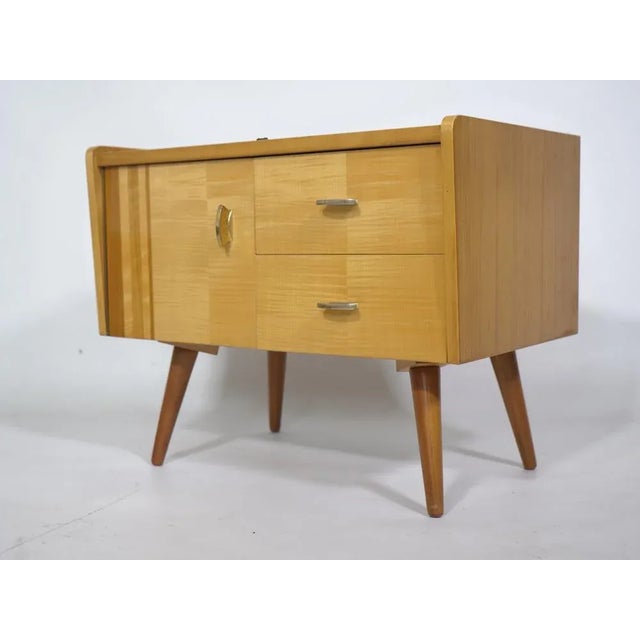 Mid-Century Cherrywood Mini Sideboard with Intarsia, 1960s For Sale - Image 4 of 8