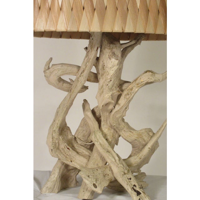 1960s Painted Drift Wood Table With Shade For Sale - Image 12 of 13