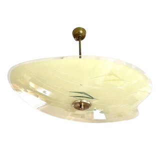 Pale Yellow Asymmetrical Cup-Shaped Pendant Light, 1960s For Sale