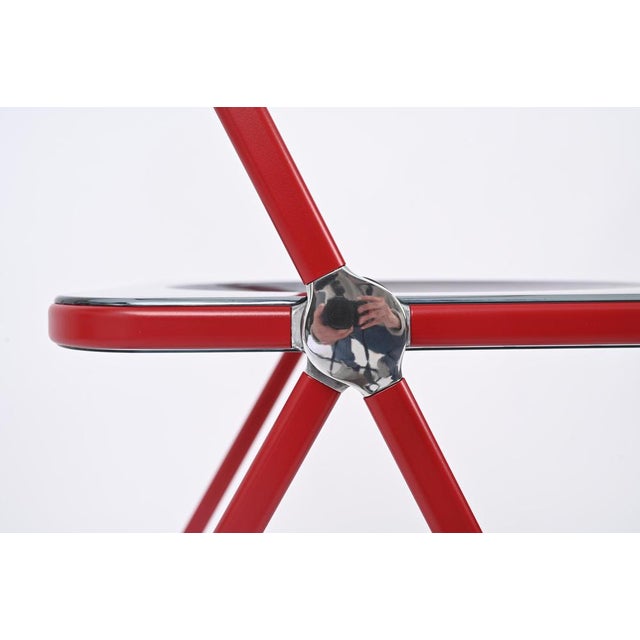 Red and Smoked Acrylic Plia Folding Chairs by Piretti for Castelli Italy, 1970s For Sale - Image 6 of 18