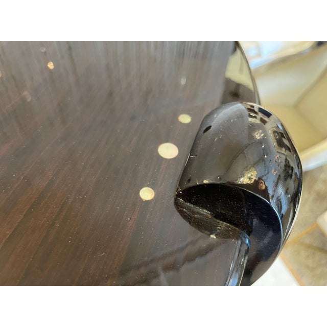 Art Deco High Lacquered Macassar and Mother of Pearl Side Table by Leon Jallot For Sale - Image 12 of 18