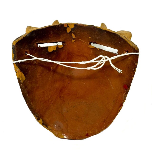 Mustard Mustard-Colored Clay Devil/Diablito Mask From Ocumicho - 8" H X 7" W X 4" D For Sale - Image 8 of 8