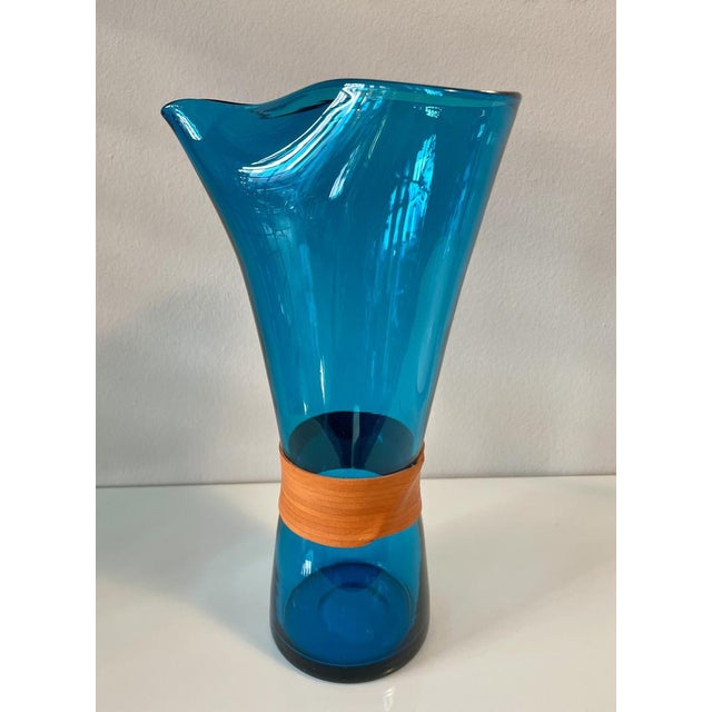 1950s Swedish Modern Carafe in Turquoise by Jacob Bang for Holmegaard, 1950s For Sale - Image 5 of 9