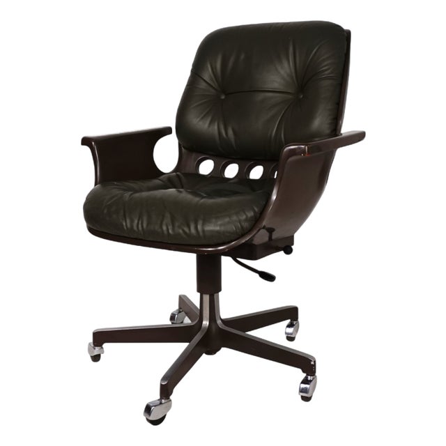 Space Age 7112 Leather Office Chair by Martin Stoll for Stoll Giroflex, 1970 For Sale