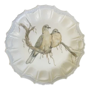 Vintage Hand Painted Ringneck Doves on Tree Branch Wall Plate by Patricia M. Haack